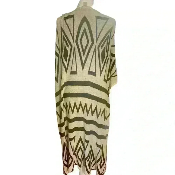 Gibson Latimer Long Cape Open Front Drape 100% Viscose Tan Black Button Sides - Picture 4 of 8